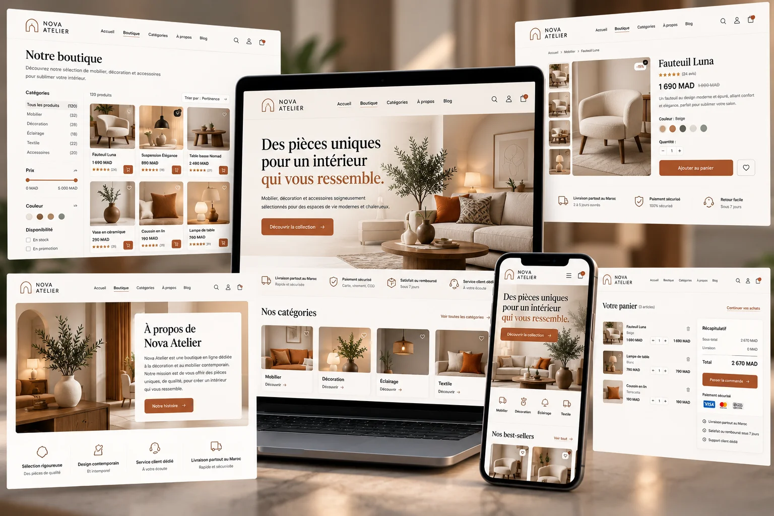 Site e-commerce Nova Atelier Création du site e-commerce Nova Atelier au Maroc