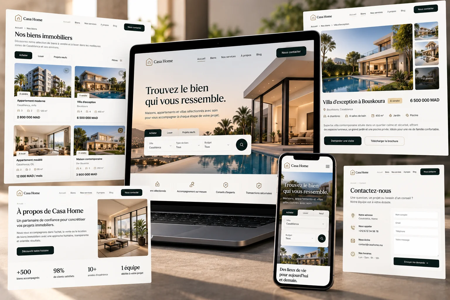 Site web immobilier Casa Home Création du site web immobilier Casa Home au Maroc